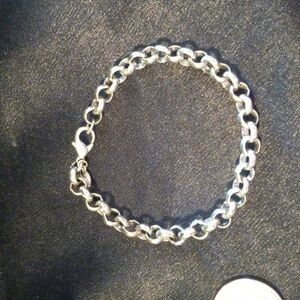 Premeir Design Rolo chain charm bracelet. Silver plate.